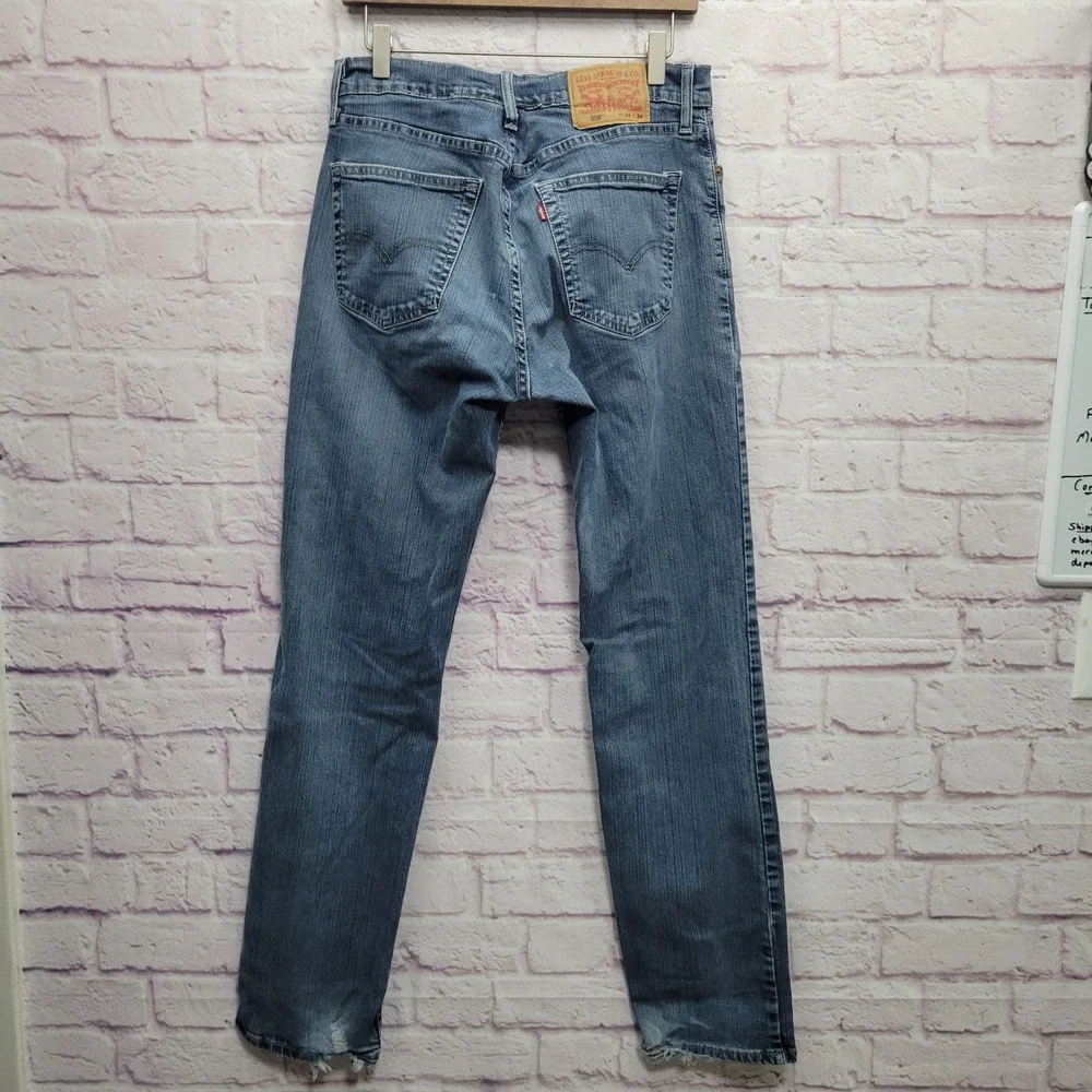 Levi's 559 Relaxed Straight Jeans 33x34 Blue Denim Distressed Baggy‎ Workwear
